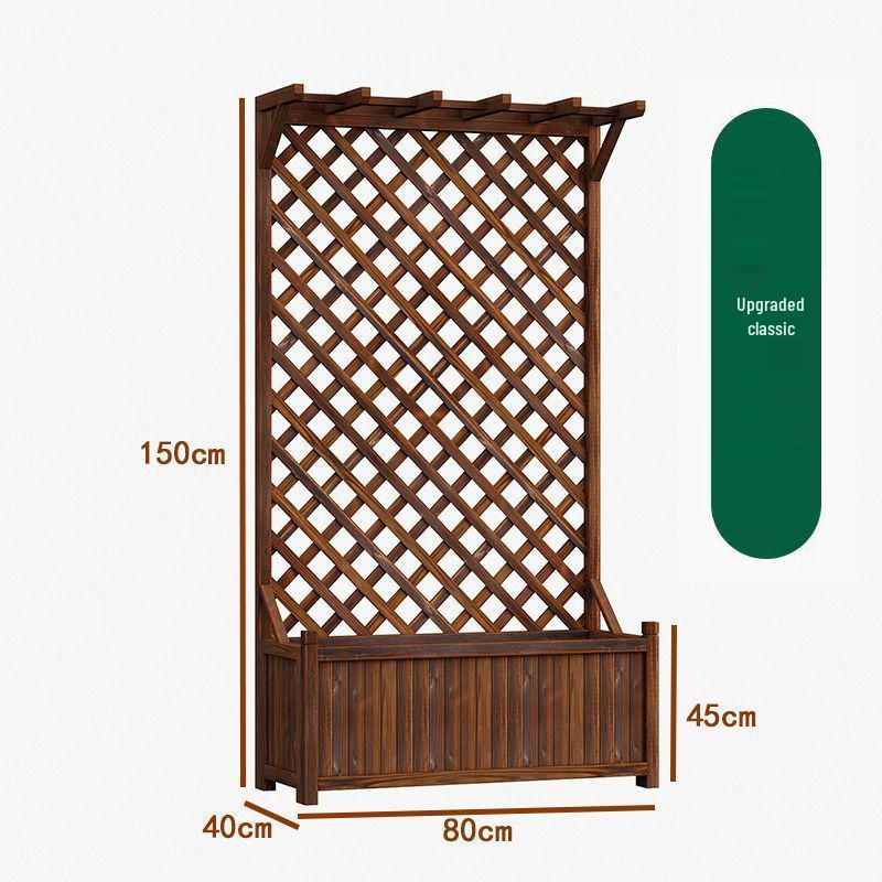 Углеродистый антикоррозийный деревянный ящик-кашпо с опорой для вьющихся растений для открытого балкона или внутреннего двора