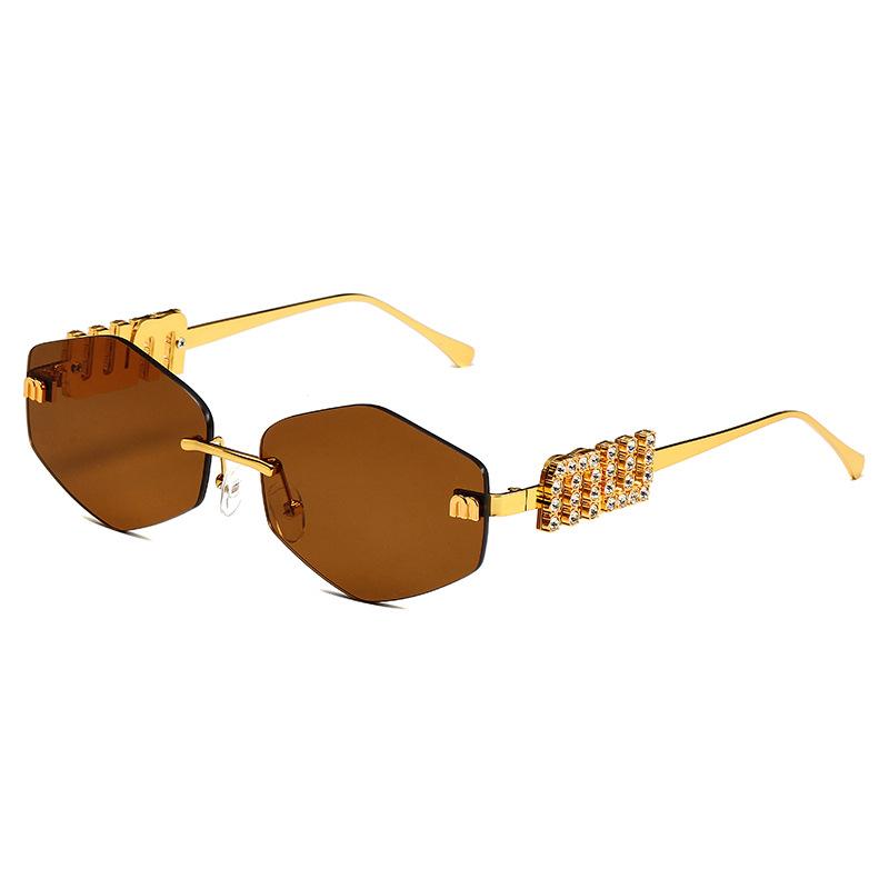 New Trend Metal Frameless Rhombus Fashion Sunglasses European and American Women's Sunglasses Trend Sunglasses