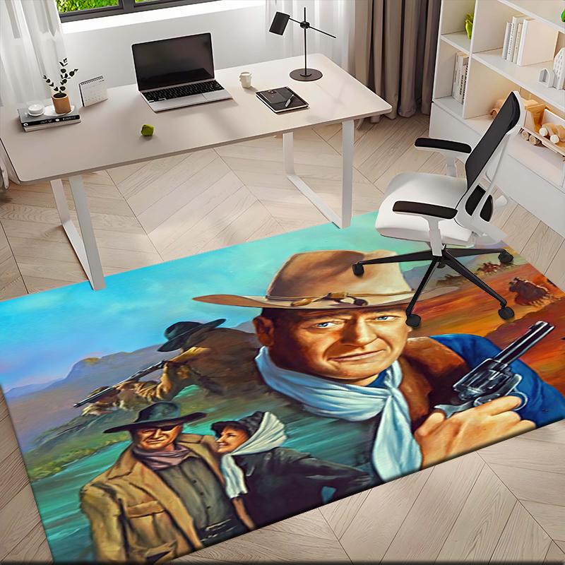 1pc John Wayne's Western Cowboy Trail Carpet Rug for Living Room Bedroom Home Sofa Decoration,Kids play Non-slip Floor Mat