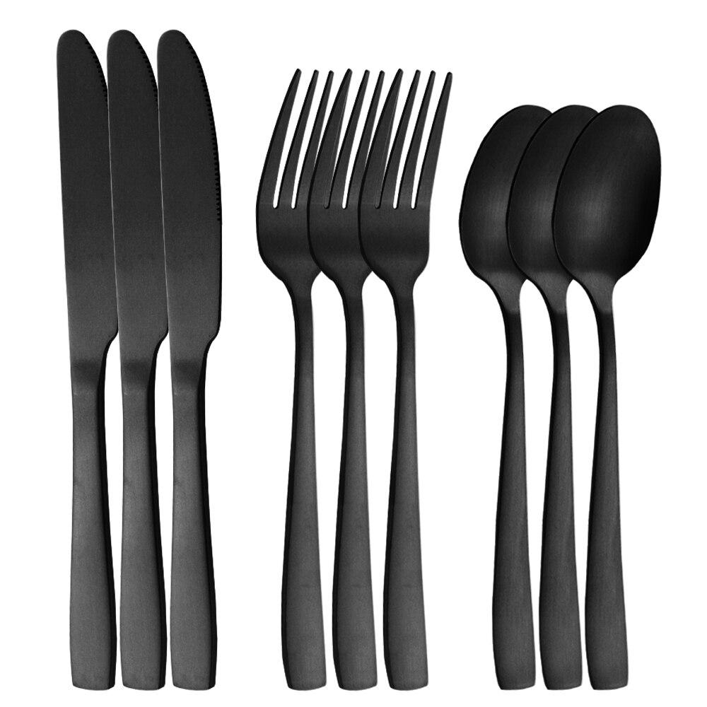 9pcs/3set Gold Dinnerware Stainless Steel Cutlery Set Dinner Knives Fork Spoons Sliverware Kitchen Tableware Set