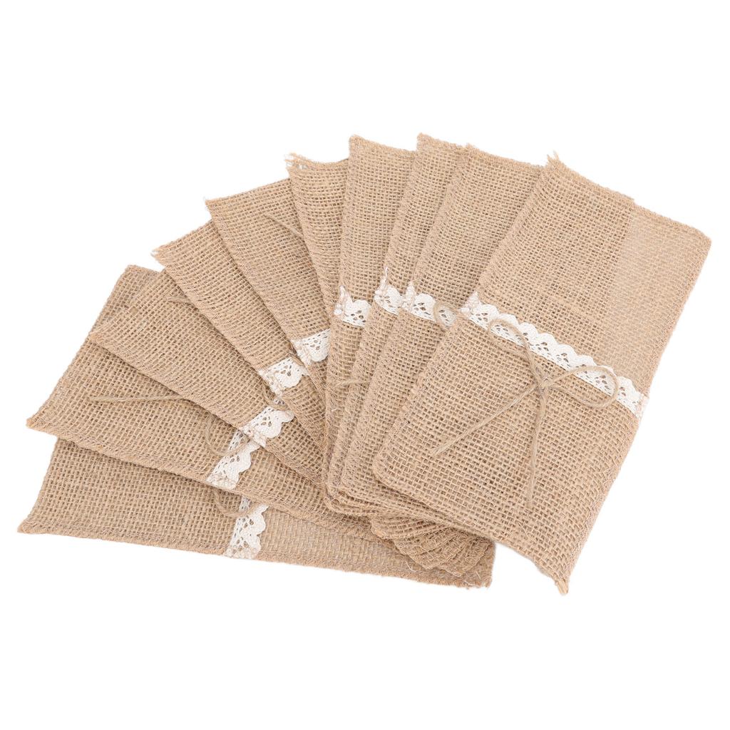 20 шт. мешковины держатели для столовых приборов кружевное украшение кружевная сумка для столовых приборов для свадьбы в стиле ретро
