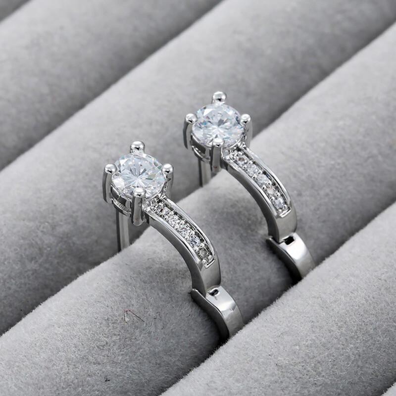 925 Silver Cubic Zirconia Zircon Hoop Drop Earrings for Women Wedding Jewelry