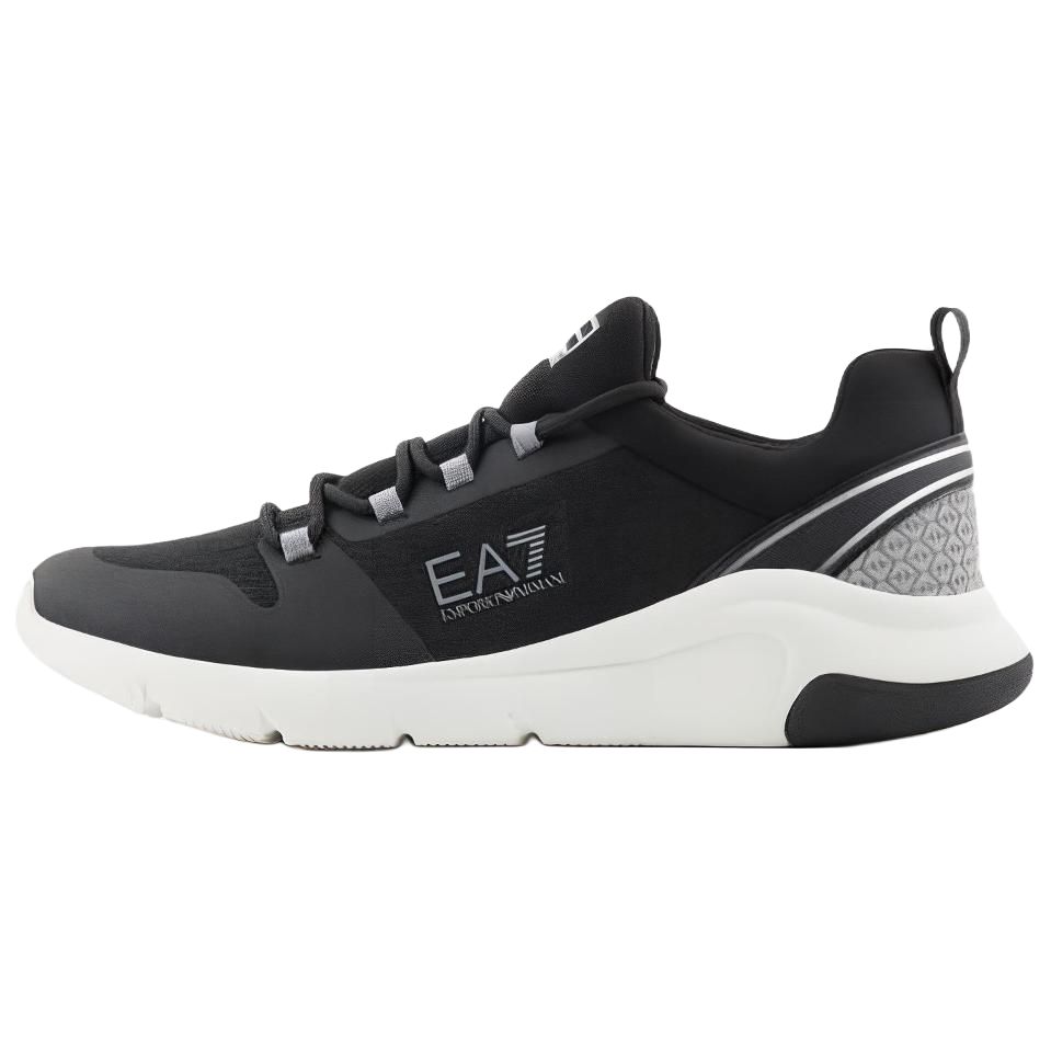Emporio Armani EA7 Ткань Удобные Дышащие Круглый Носок Универсальные На Шнуровке Низкие По Котлу Повседневная Обувь Унисекс Кроссовки Черный Белый X8X180XK389T731