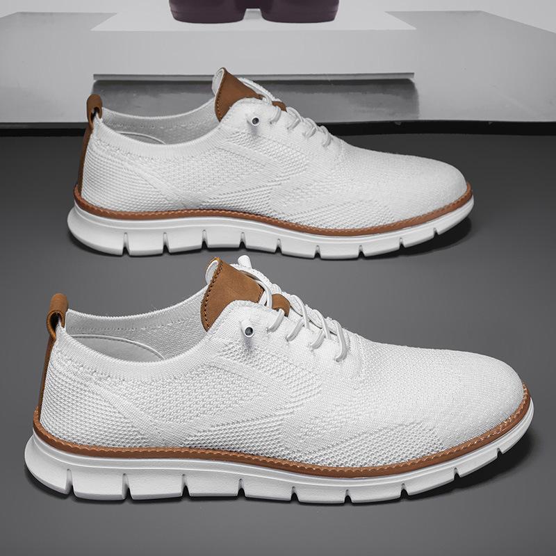 Large size men's shoes British style men's casual shoes Lazy shoes Flying woven breathable flat shoes