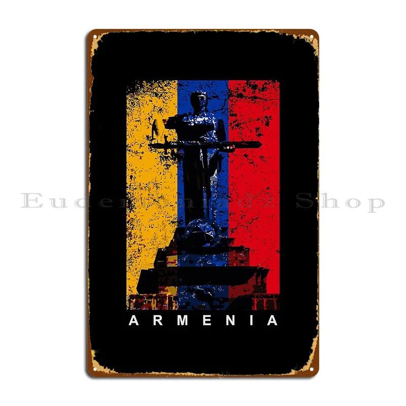 Mother Armenia Yerevan Armenia Vintage Distressed Flag Metal Plaque Poster Decoration Living Room Designing Tin Sign Poster