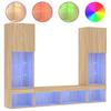 5 Piece Living Room Wall Unit with LED Lighting Sonoma Oak Wood Based Material