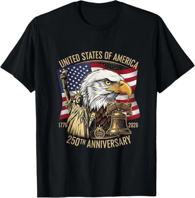 250 лет 1776-2026 250-й День Рождения Орел Колокол Свободы Футболка
