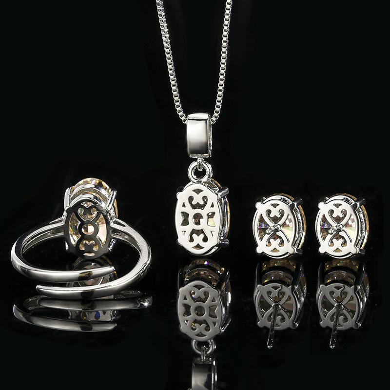 Accessories Jewelry Sets Necklaces Rings Earrings Oval Shaped High Carbon Diamonds Fashionable Women High-end