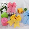 4 Rolls Colored Ribbon 5m Burlap Wired Ribbons Color-Fast Craft Ribbon Accessories for Easter Wreath Gift Wrapping Wedding Bouquets