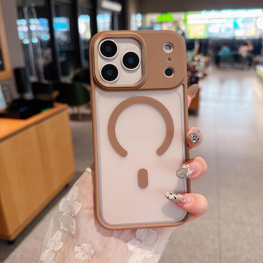 Противоударный магнитный чехол для Apple 17 Pro Max с текстурой под бриллиант и линзой чистого цвета