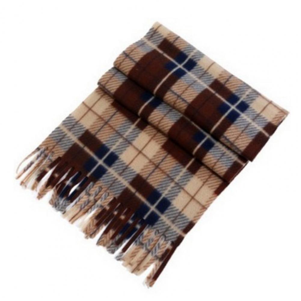Plaid Scarf Velvet Shawl Plaid Print Unisex Winter Scarf with Tassel Detailing Double-sided Plush Material for Warmth for Men