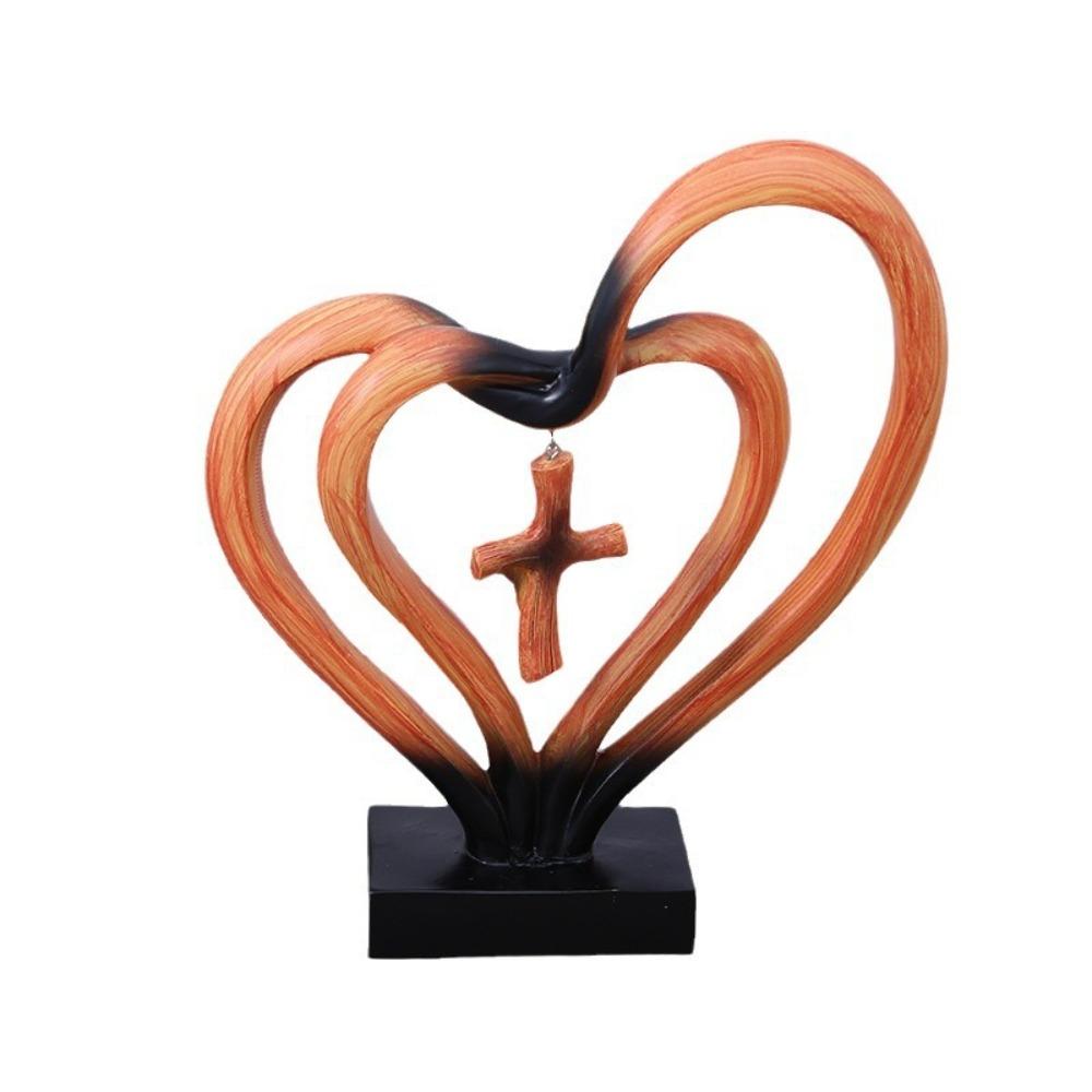 Minimalist Entwined Hearts Cross Modern Christian Standing Decor Hearts Cross Sculpture Church