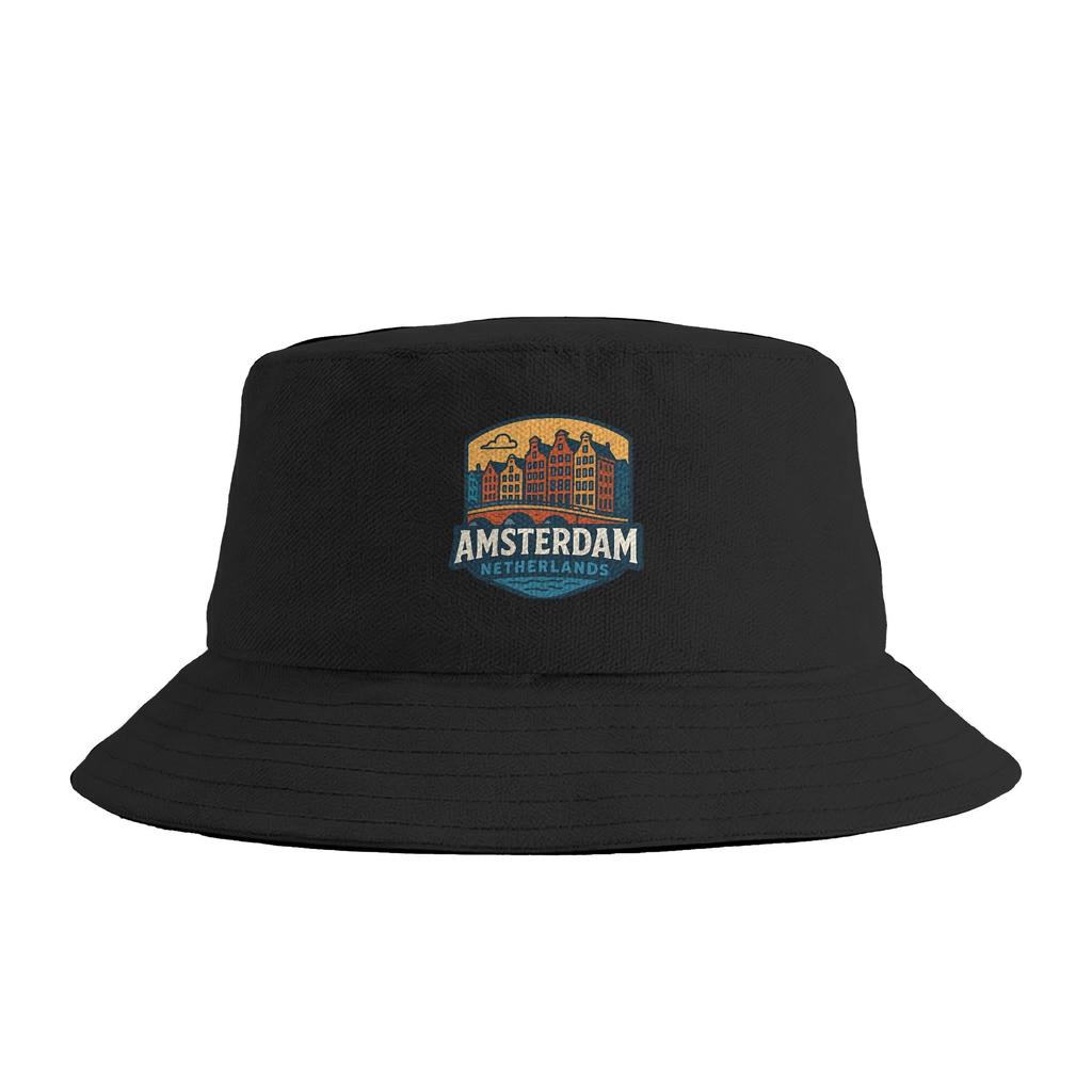 Amsterdam The Venice of the North Bucket Hat Outdoor FisherUnisex Caps Portable Hunting Sunscreen Hats For Unisex Graphic Cap