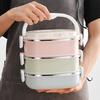 1 комплект, 800/1600/2400 мл ланч-бокс, 1/2/3 слоя с ручкой, штабелируемый термоконтейнер из нержавеющей стали, контейнер для хранения холодной и горячей еды, офисные принадлежности