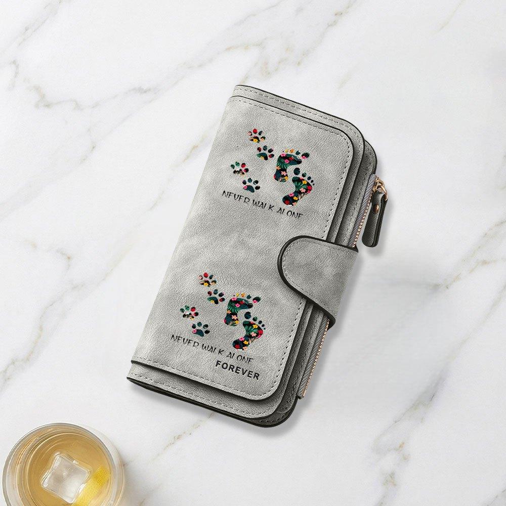 Fashionable long wallet with eye catching footprints and paw prints print design multifunctional portable and convenient coin purse with ample