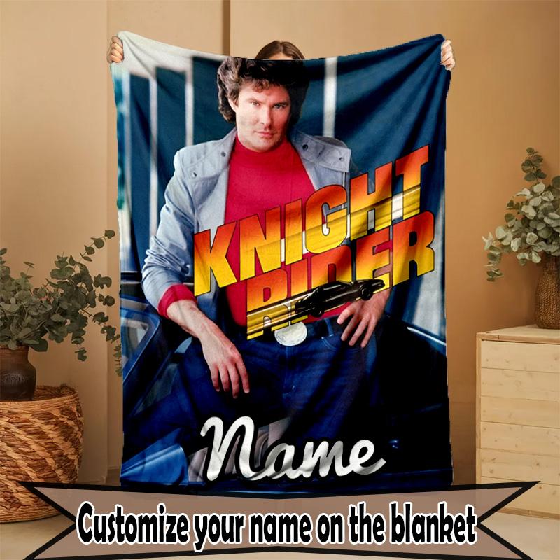 Custom Name Personalized Knight Rider Print Blanket, Home Decor, Bedroom, Sofa, Camping, Couch, Gifts for Birthday ChristmasEnthusiasts