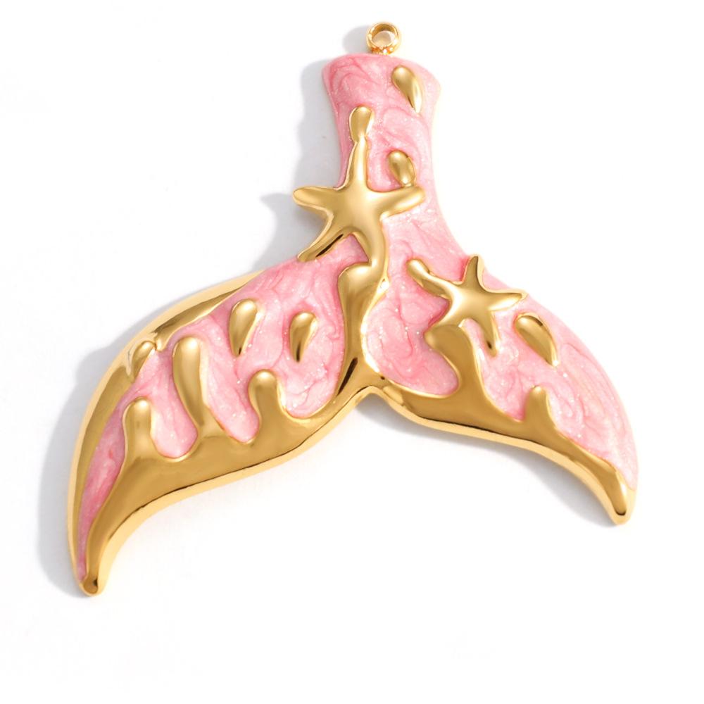 Summer Ocean Style Colorful Shell Starfish Charm Pendant 18K Gold Plated Stainless Steel Gift Jewelry