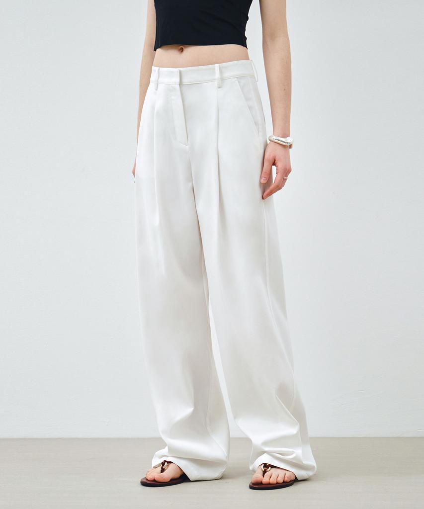 MONGDOL Essential Широкие брюки с одной складкой Белые Mdpt049White