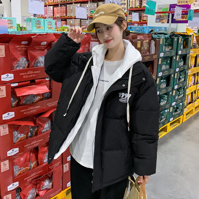 Новая женская осенне-зимняя короткая стеганая куртка с капюшоном свободного кроя в стиле «два в одном» из хлопка, теплое пальто