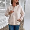 Casual Comfort and Versatility Autumn Women's Hooded Long-sleeved Textured Solid Color Sweater Women