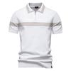 Summer New Cross-Border European Size Lapel Polo Shirt Fashion Striped Men'S Business Short-Sleeved Top