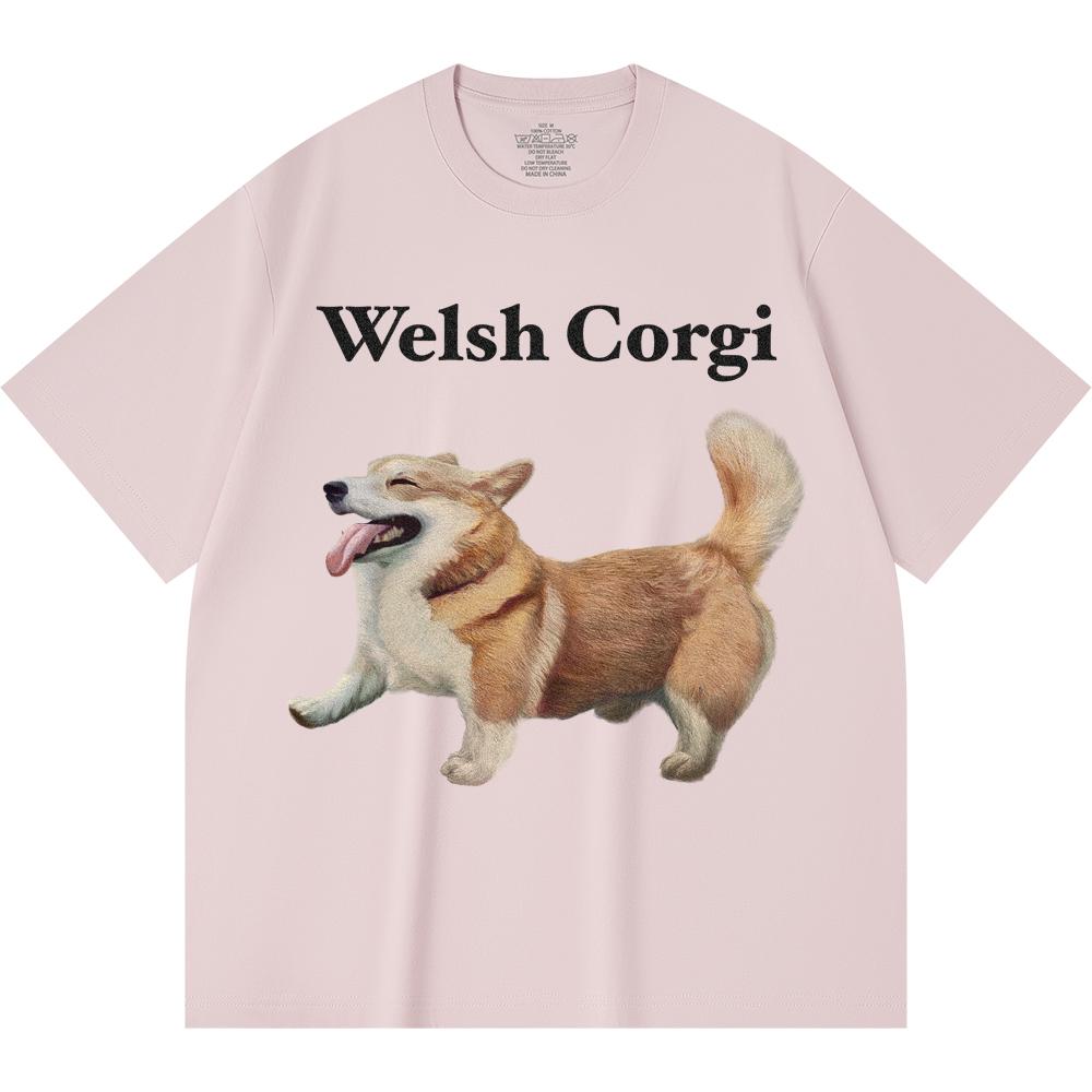 Футболка из 100% хлопка плотностью 230 г/м2 с принтом вельш-корги, забавная футболка из чесаного хлопка в стиле Харадзюку