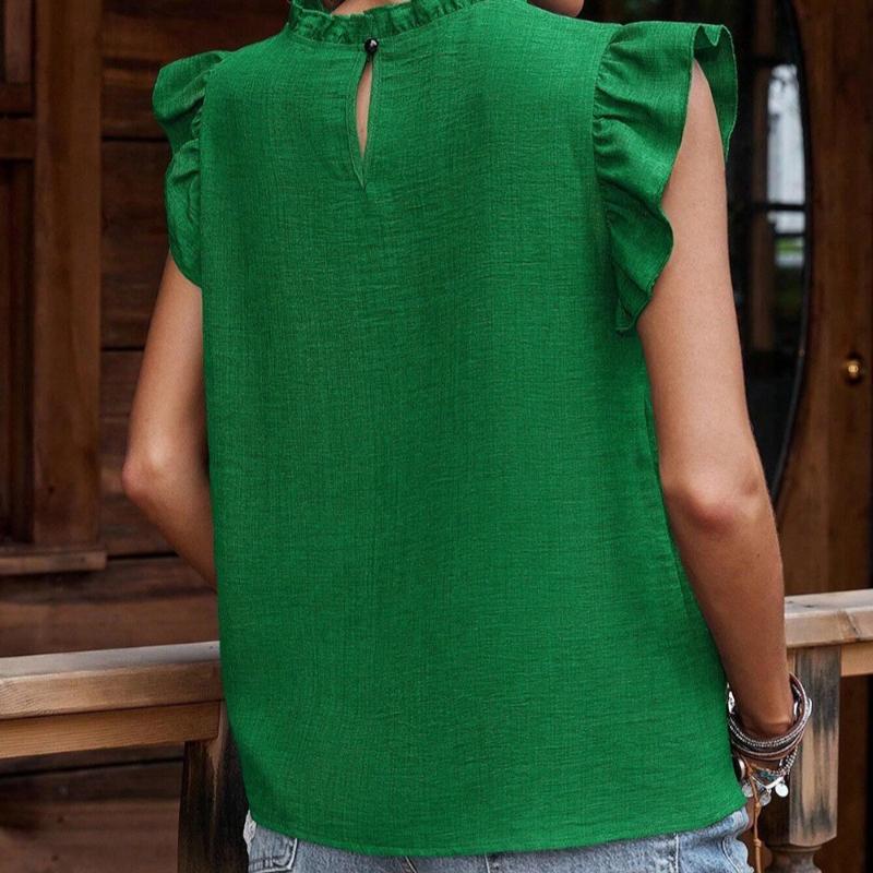 New Summer Tops Women Vintage Casual Loose Blouses for Women Elegant Pleated Ruffled Short Sleeve Shirt Woman Fashion Solid Pullover Blouse 26597