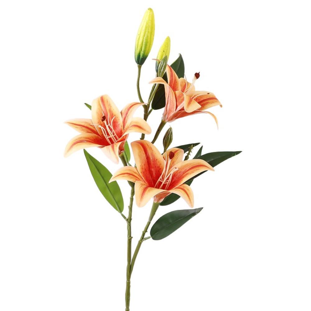 Шелковая лилия Брауна с эффектом реального прикосновения, пластиковые искусственные цветы для гостиной, для рабочего стола