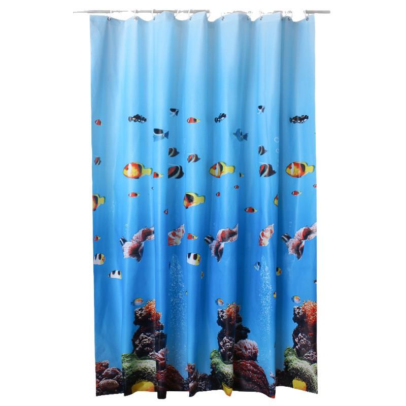 Peva Underwater World Shower Curtain Waterproof And MildewProof Bath Curtain Cloth Free Hanging Ring