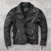 Китайский размер мотоциклетная куртка из натуральной воловьей кожи мужская тонкая куртка из телячьей кожи ретро куртка мужская байкерская одежда для езды на мотоцикле