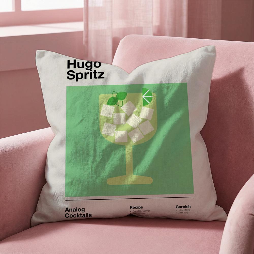 Hugo Spritz Cocktail Cushion Cover Multi-Scene Pillow Cover for Home & Car - Reversible, Soft & Durable for Daily Use