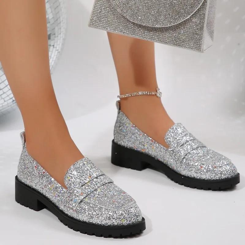 Обувь для женщин Брендовые туфли на высоком каблуке для женщин Модные блестки Офисные и карьерные новые туфли больших размеров Бестселлер Каблуки для женщин