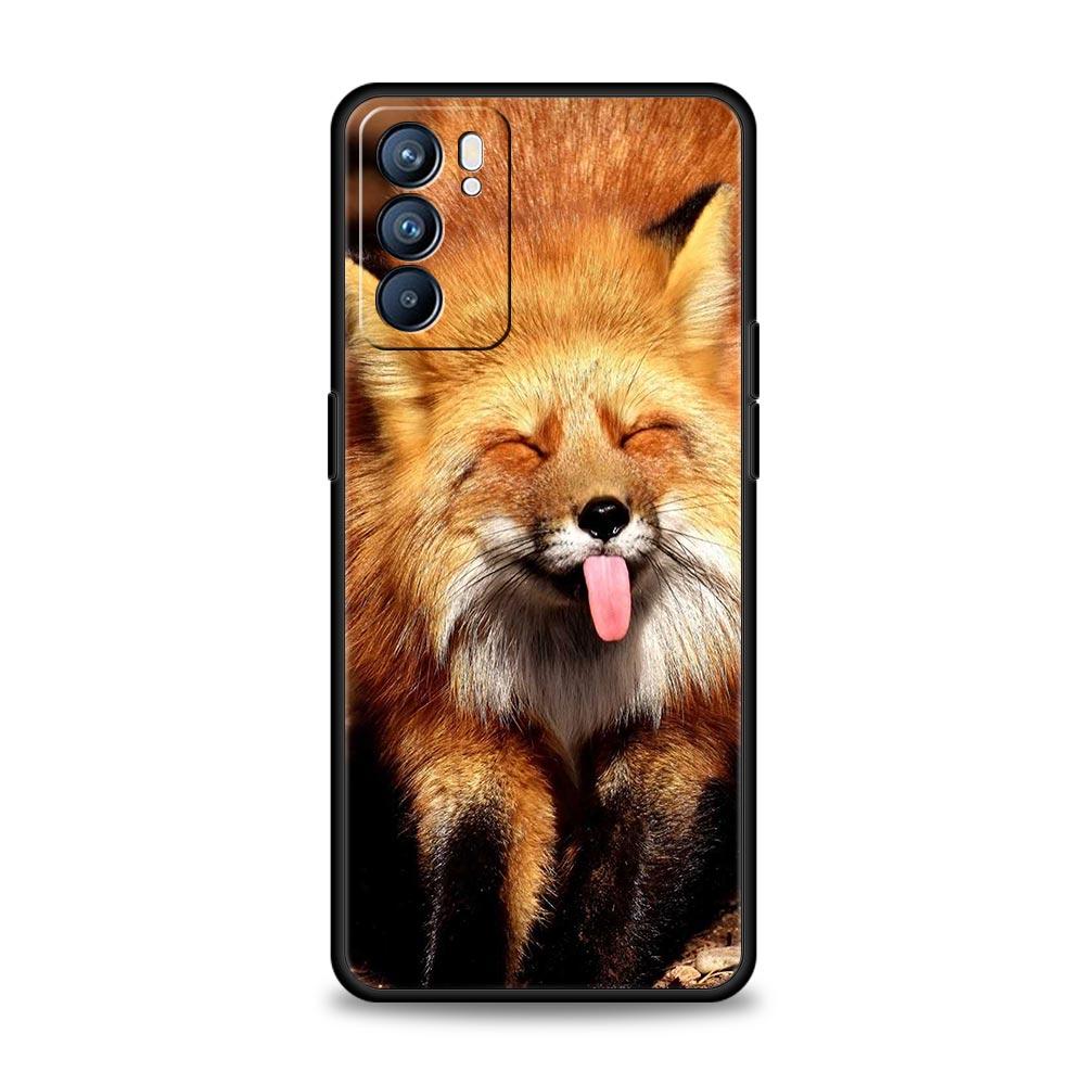 Милый подарочный мягкий чехол для телефона Red Fox для Oppo Find X5 A54 A53 A52 A9 2020 A15 A95 A16 A76 A74 A12 Reno7 SE Reno6 Pro 5G черный чехол