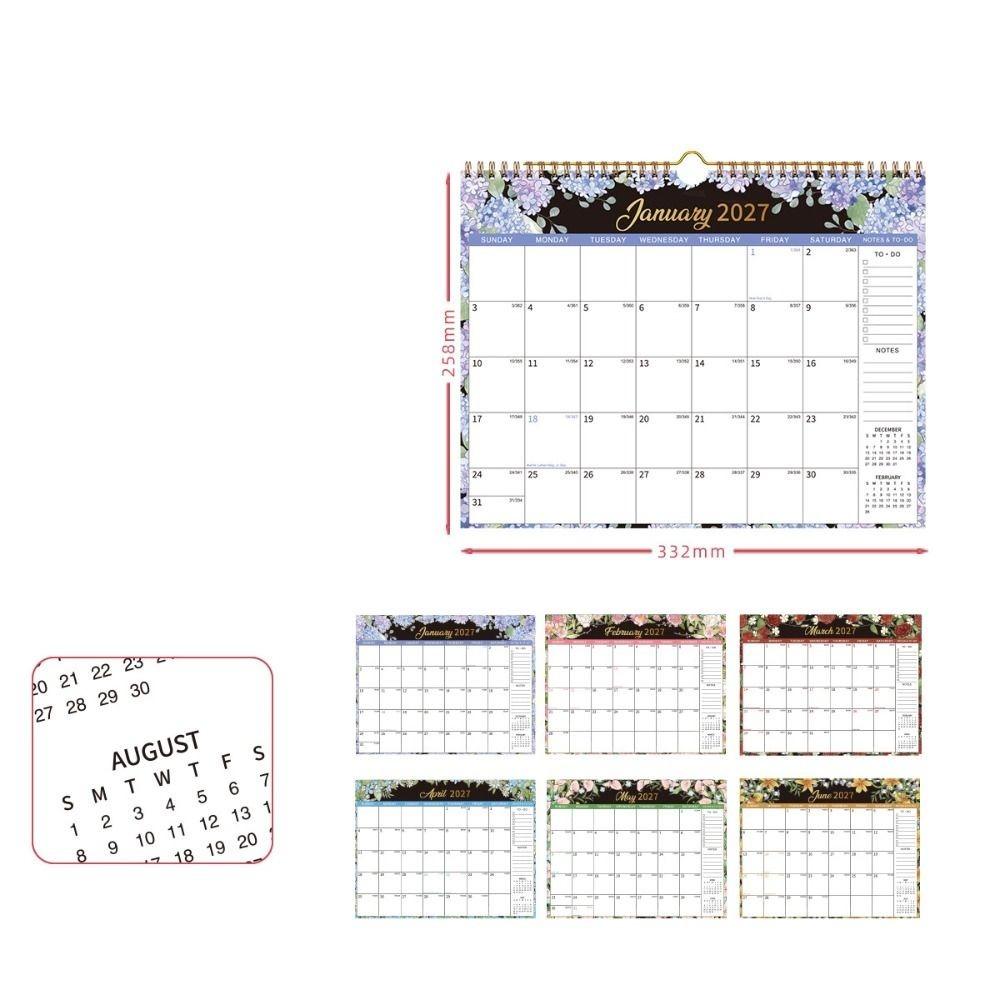 Foldable Double-coil Calendar Oil Painting Style English Calendar 2027 Flower Desk Calendar Home