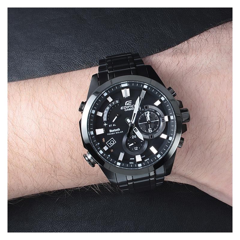 Casio Серия EDIFICE Простой деловой повседневный Отображение даты Спортивные Водонепроницаемые Солнечный кварцевый механизм Стальной ремешок Японские и EQB-510DC-1A