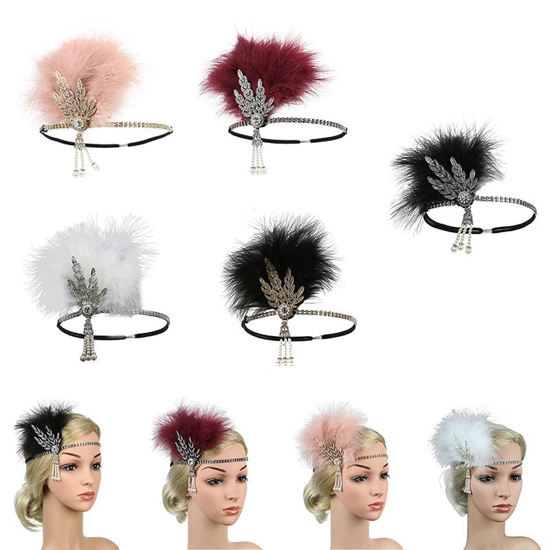 Hairband Headpiece Feather Flapper Headband Headdress Vintage Costume Party Hairband For Women Feather Headpiece