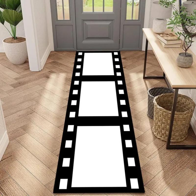 Vintage Cinema Ticket Film Theme Area Rug Retro Movie Pattern Home Decor Carpet Mat for Entryway Hallway