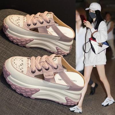 Модные женские сандалии 2025 Лето Новые на толстой подошве Увеличивающие рост Повседневная обувь Модные Универсальные Шлепанцы с закрытым носком Женские