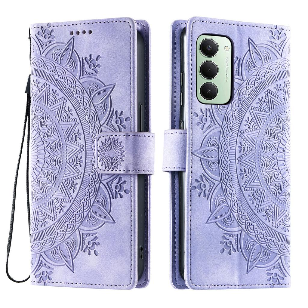 For Xiaomi Redmi 15 5G (EU) (171mm)/4G (EU) (171mm) Case Imprinted Totem Skin Feel Wallet Leather Phone Cover with Hand Strap