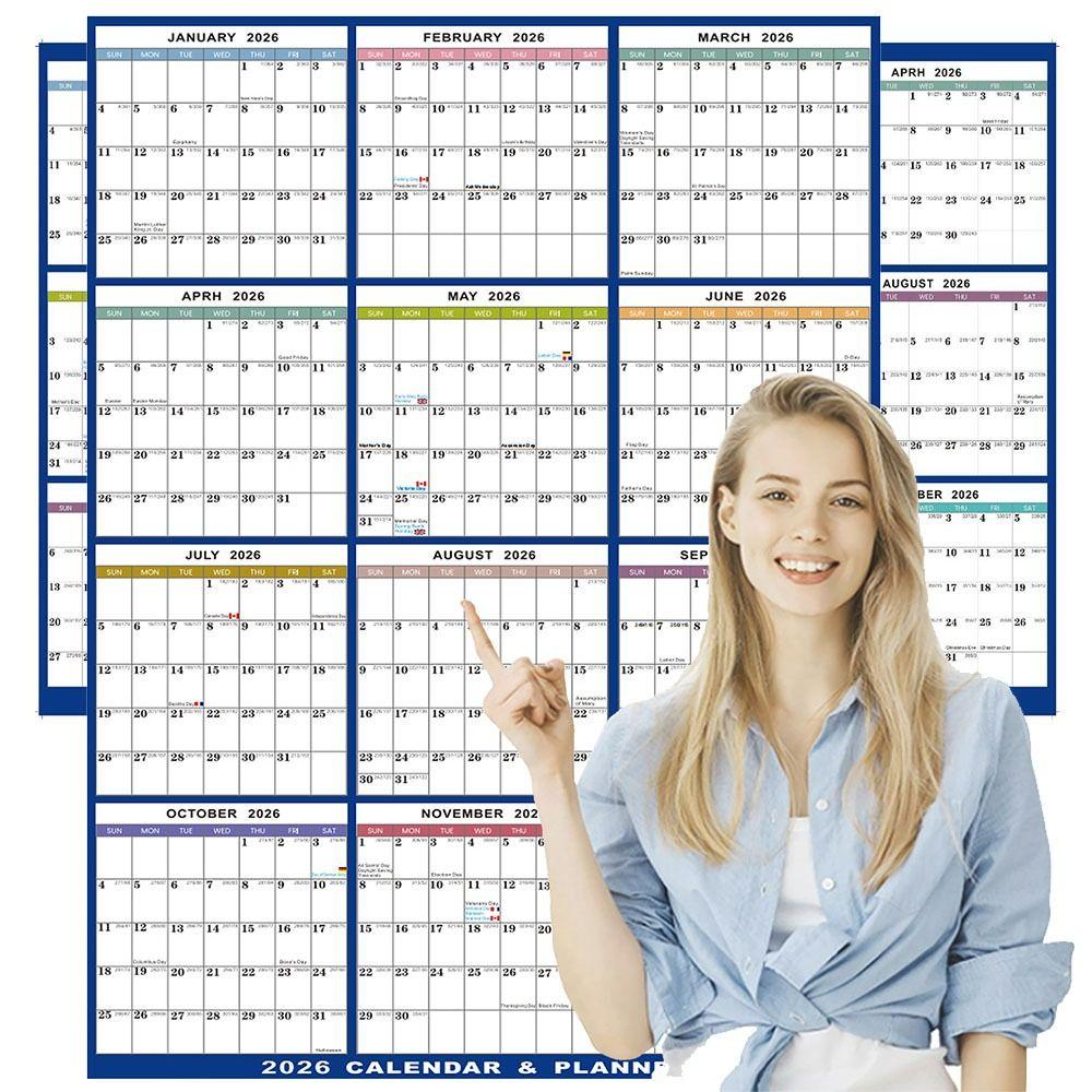 Стираемый Большой Настенный Календарь Двусторонний Планировщик Рабочего Графика для Домашнего Офиса и Школы