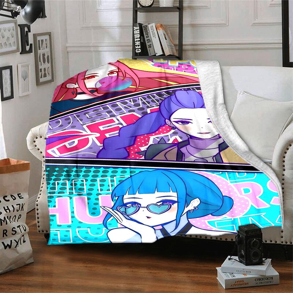 1pc K Pop, Demon Hunter Soft Comfortable Blanket Digital Print, All Season Multipurpose Knit Fabric Bedding, Office, Sofa Home Decor Blanket