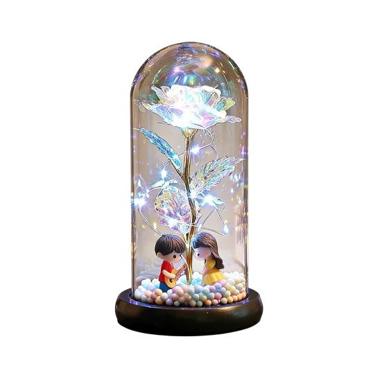 Rose Flower Gifts for Her Mom Wife Grandma Light Up Eternal Rose in A Dome Romantic Gift for Anniversary Birthday Valentine's Day Christmas