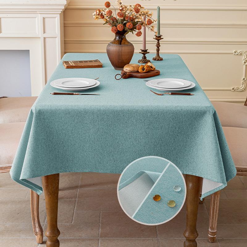Faux Linen Rustic Reusable Rectangular Table Cloth Cover for Dining Waterproof Waterproof No-wash Dust-proof Coffee Table Cloth