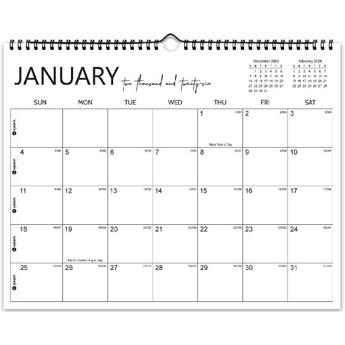 2026 Wall Calendar 12 Months, Wall Calendar from January 2026 to December 2026, Large Hanging Calendar with Thick Paper, Perfect for Home and Office