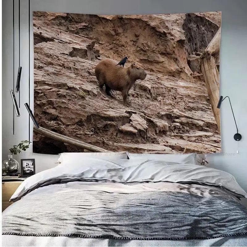 Гобелен с изображением животных капибары, украшение для офиса, гостиной, настенный гобелен для дома