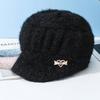 Женская вязаная шапка, толстая с козырьком для зимы, дышащая и теплая вязаная шапка, из полиэстера, ручная стирка или химчистка, эластичная, модный аксессуар