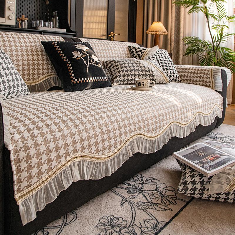 Special-Shaped Sofa Cushion Universal Non-Slip In All Seasons New Thousand Bird Grid Seat Cushion High-End Sofa Cover Cloth Cover Towel