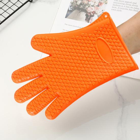 1 Pair Silicone Gloves Heat Resistant Oven Mitts with Quilted Liner Non-Slip Textured Grip Kitchen Gloves for BBQ Baking Cooking