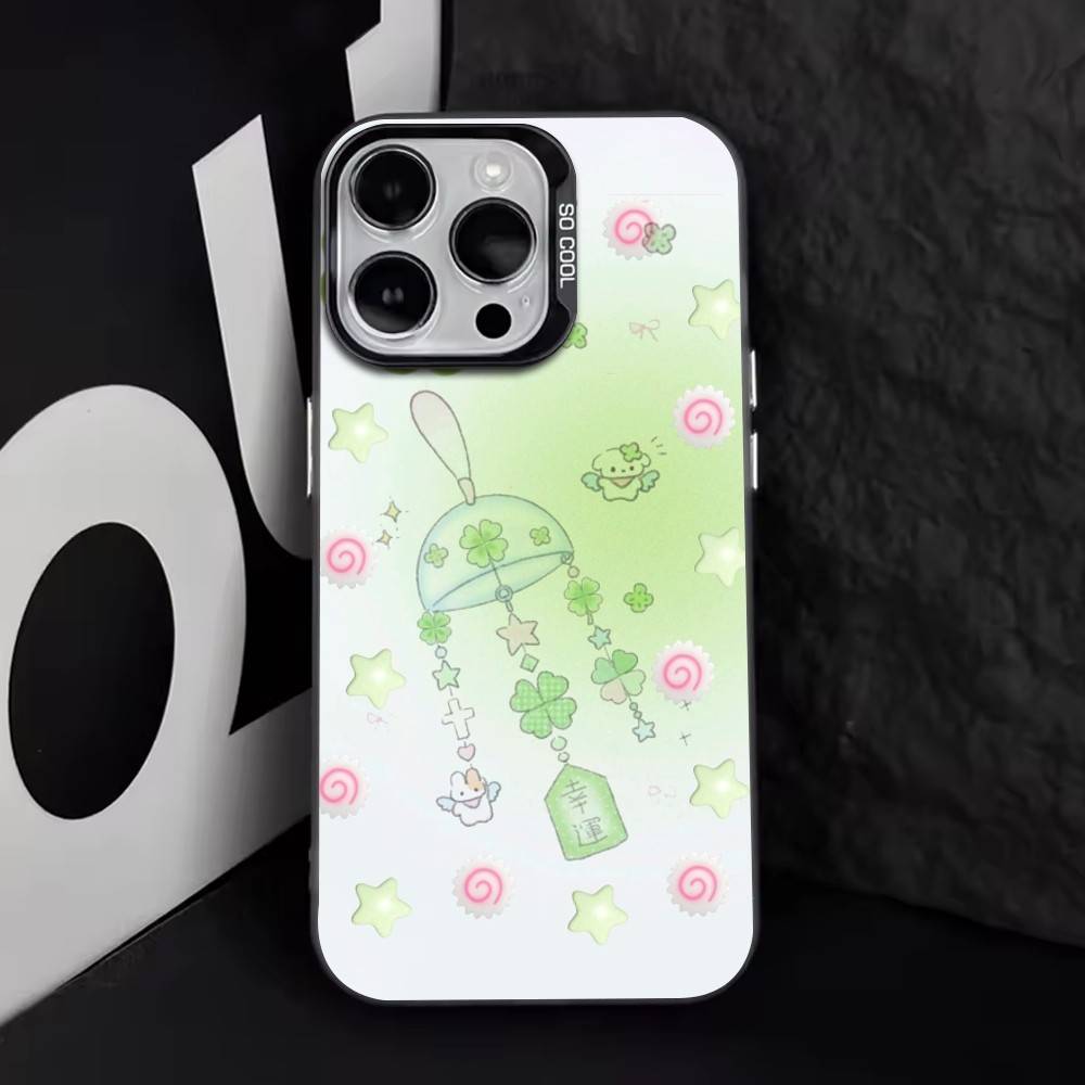 Lucky Clover Phone Case For iPhone 17,16,15,14,13,12,11 Plus,Pro Max,XS,Colorful Silver Phone case Funda Cover