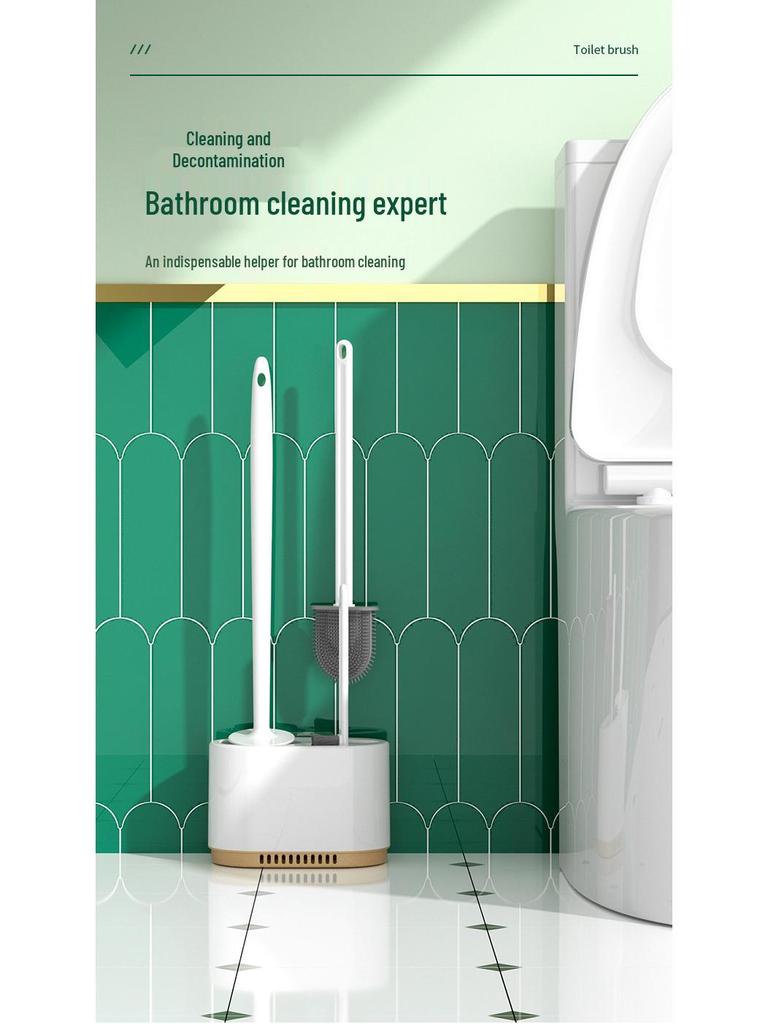 Настенный набор 3-в-1 для туалетной щетки с подставкой для слива – Щетка для чистки без мертвых зон
